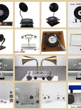 现代简约创意留声机收音机播放机样板房售楼处桌面水晶金属软装饰