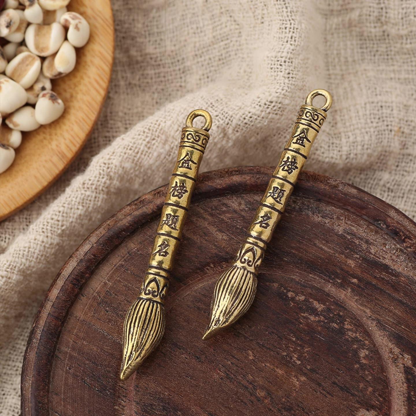 题名笔金榜毛笔扣纯挂件吊坠笔吊钥匙创意状元黄铜铜器做旧文昌