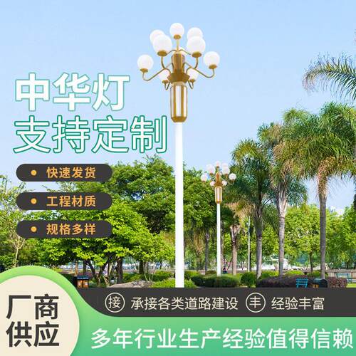 户外中华灯玉兰灯8/9米中杆灯路灯市政道路灯庭院灯景观灯