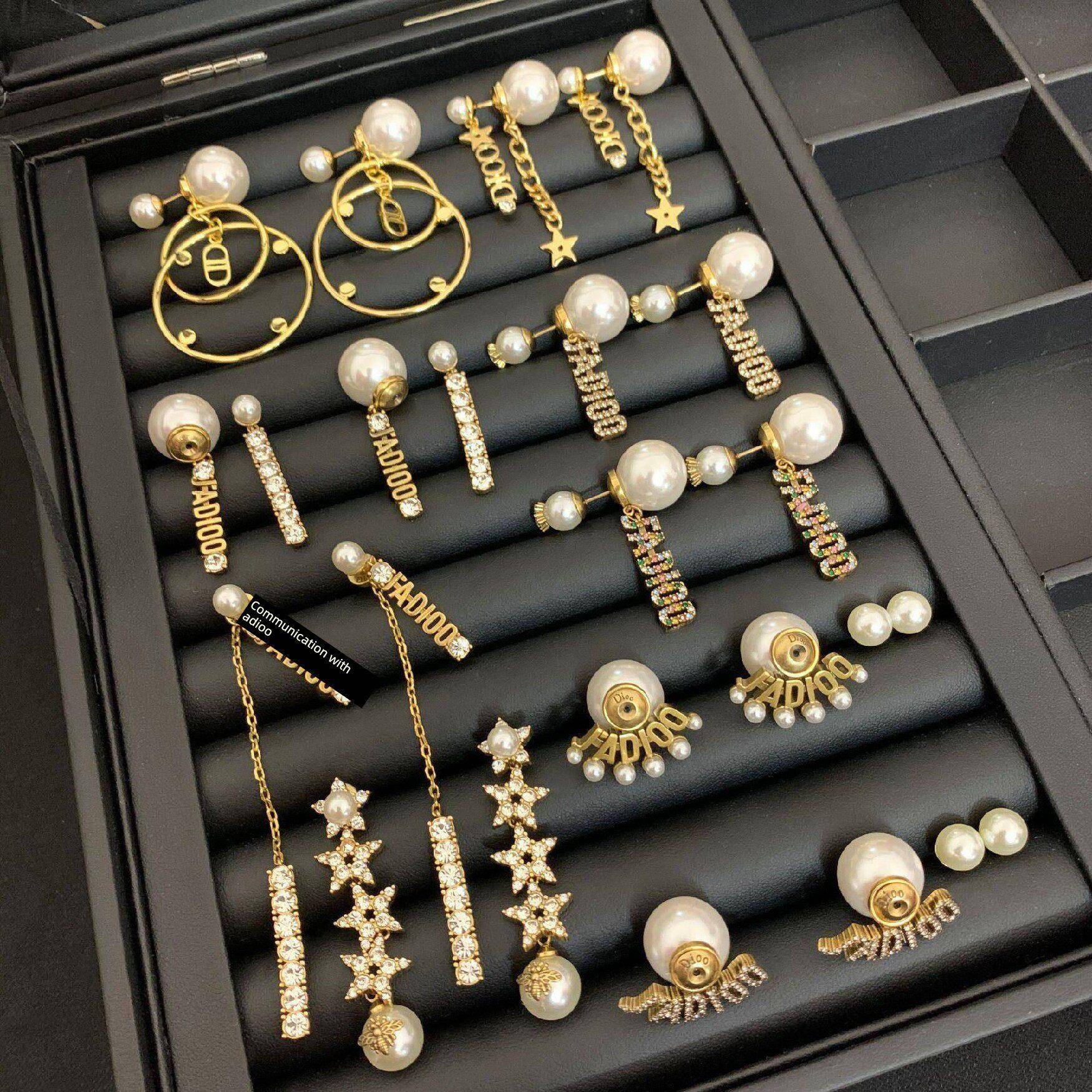 Fashion Tassel Pearl Earrings for Women Star Letters Stud