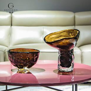 晶淳 中古风深棕色复古客厅家用餐桌茶几电视柜插花瓶果盘装饰品