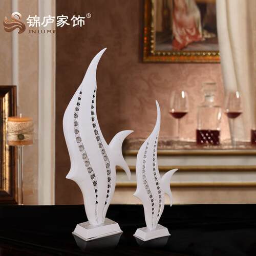 奢轻简约抽象鱼造树脂工艺品软客569厅电型视柜摆件玄关家居装饰