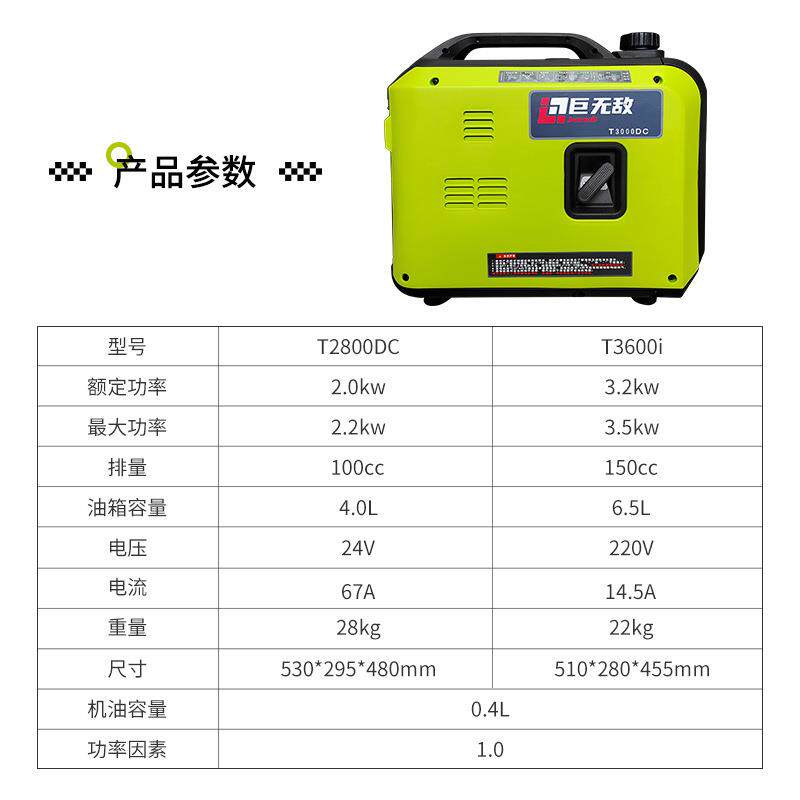 汽油变频静音2千瓦24V适用于车载空调三轮车低噪音手提式发电机组
