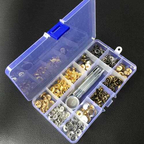 新款直销工厂直供盒装四合扣4色160pcs配安装工具 633#金属纽扣按