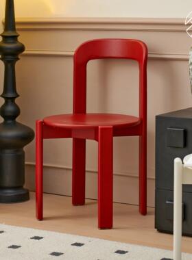 璨瑕中古彩色椅子家用餐客厅覆古实木餐椅设计师小众可叠放rey椅