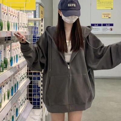 Women's printed hooded sweatshirt jacket