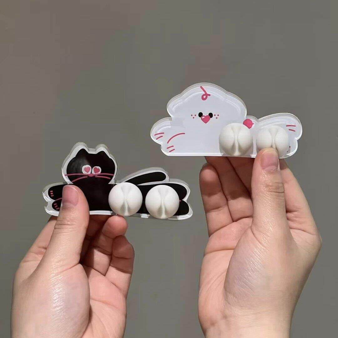 可爱猫咪理线器亚克力数据线固定器多功能集线器充电线收纳夹挂钩