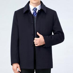 翻领保暖毛羊毛外可脱卸羽绒胆爸 套中长款 大1708 J衣男中老年冬季