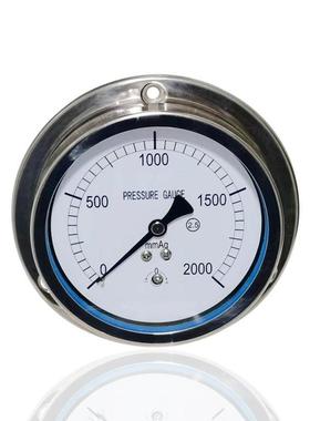 供全钢膜盒微压表轴向带前边不锈钢压力表法兰YEBF100ZT2000mmAq