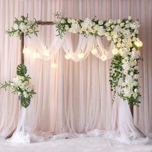 新款 饰花艺婚礼背景橱窗花架 婚庆森系木桩拱门布置户外求婚拍照装