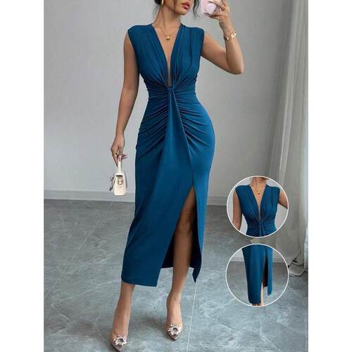 O 82591 Deep V sleeveless dress 深 V 性感无袖连衣裙跨境