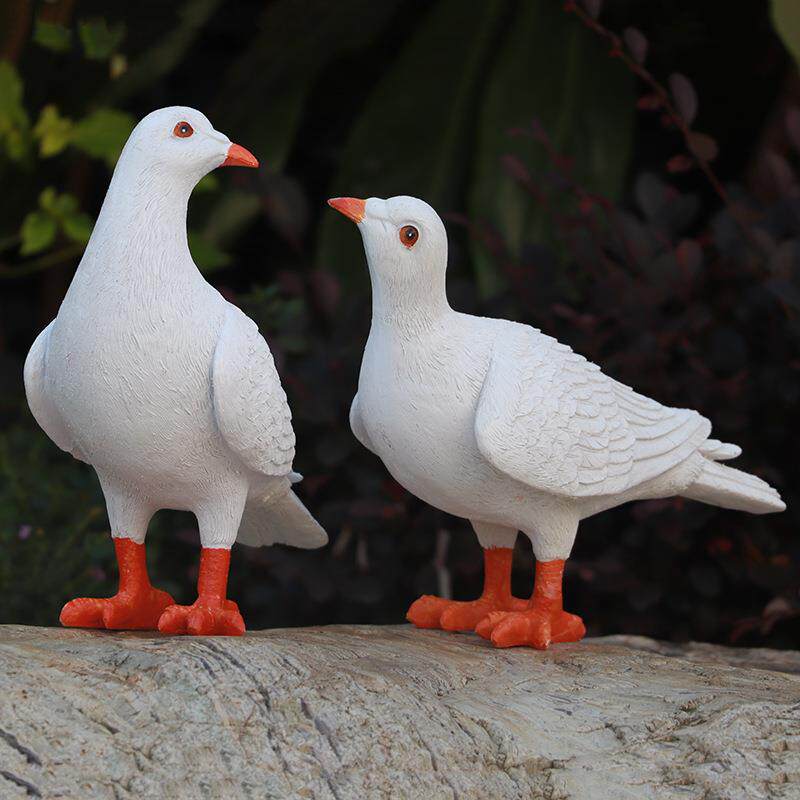 花园庭院布置造景装饰品仿真鸽子树脂小动物模型摆件和平白鸽道具