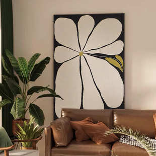 侘寂中古风客厅装饰画法式花沙发背景墙壁画现代简约艺术玄关挂画