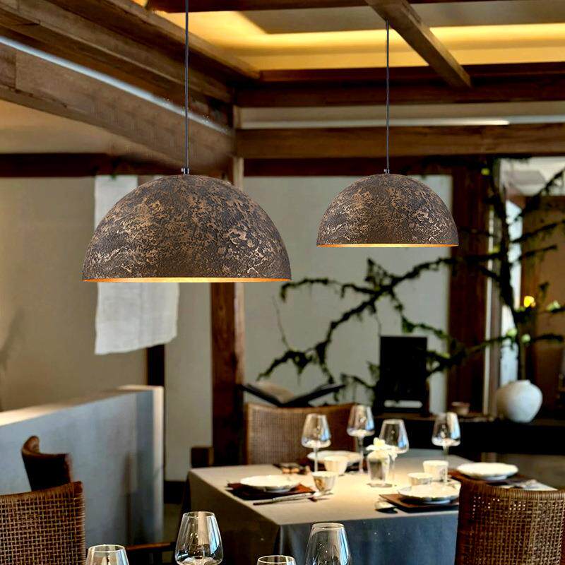 美式复古工业风餐饮吊灯工程商用酒吧咖啡厅火锅店肌理纹单头灯具