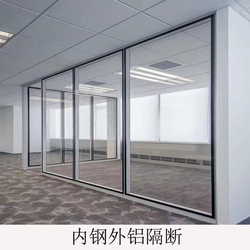 杭州办公室玻璃隔断墙铝合金双层百叶钢化玻璃隔断墙