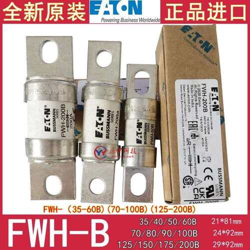 Bussmann保险丝 FWH-40B-50/60/70/80/90/100B/125/150/200B 500V