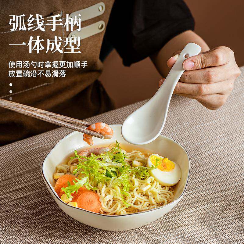 新款直销陶瓷勺子汤匙小调羹家用长柄匙羹高颜值饭勺小号汤勺家用
