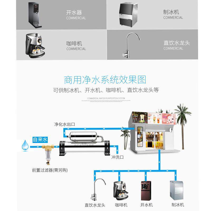 1000升304不锈钢 商用奶茶店净水器 直饮 超滤 厨房自来水过滤器