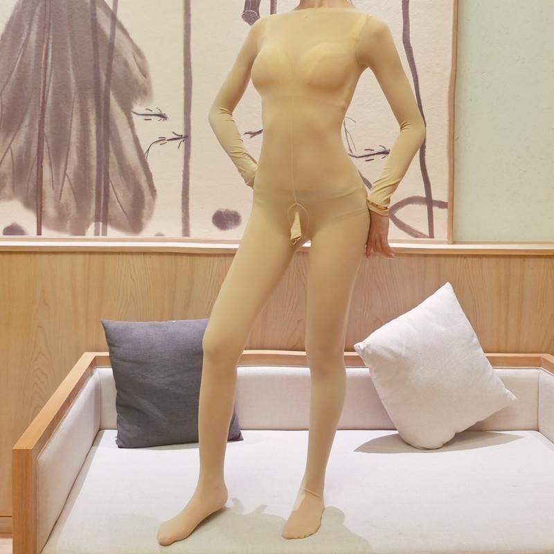 加大码全身袜连裤伪娘丝袜男女无痕连体衣性感cd变装开裆连身袜女