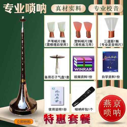 新款唢呐乐全器b斗碗大g大音量折边碗c调黑套檀乌木民间红白事降