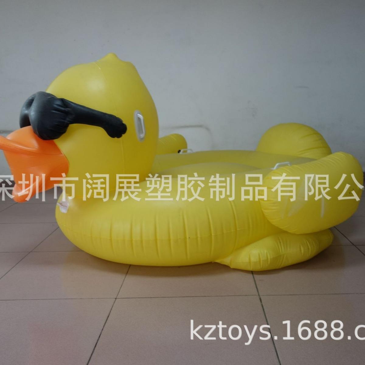 现货充气大黄鸭带眼睛酷炫浮排坐骑天鹅火烈鸟大黄鸭