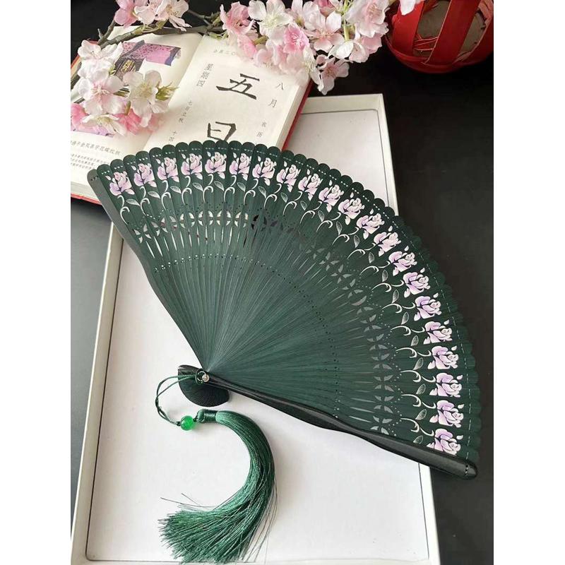扇子古风折扇镂空雕刻男女士折叠便携小舞蹈扇汉服旗袍夏天随身