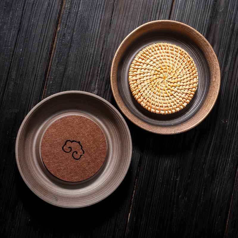 日式原矿粗陶壶承隔热垫茶盘茶杯垫盖碗泡茶壶垫子茶宠摆件底座