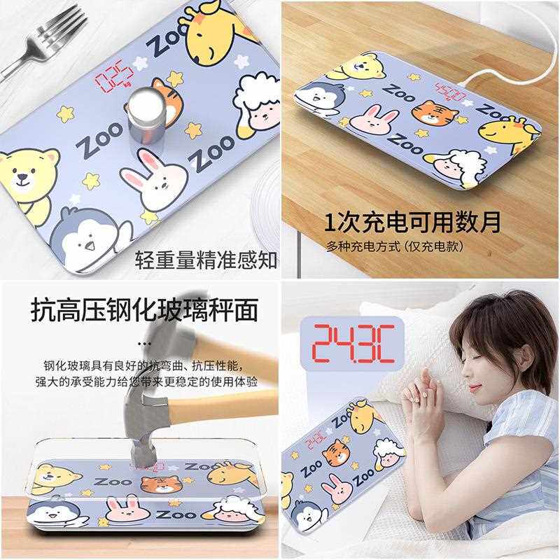 家用迷你体重秤小型便携式电子秤精准智能充电款人体秤