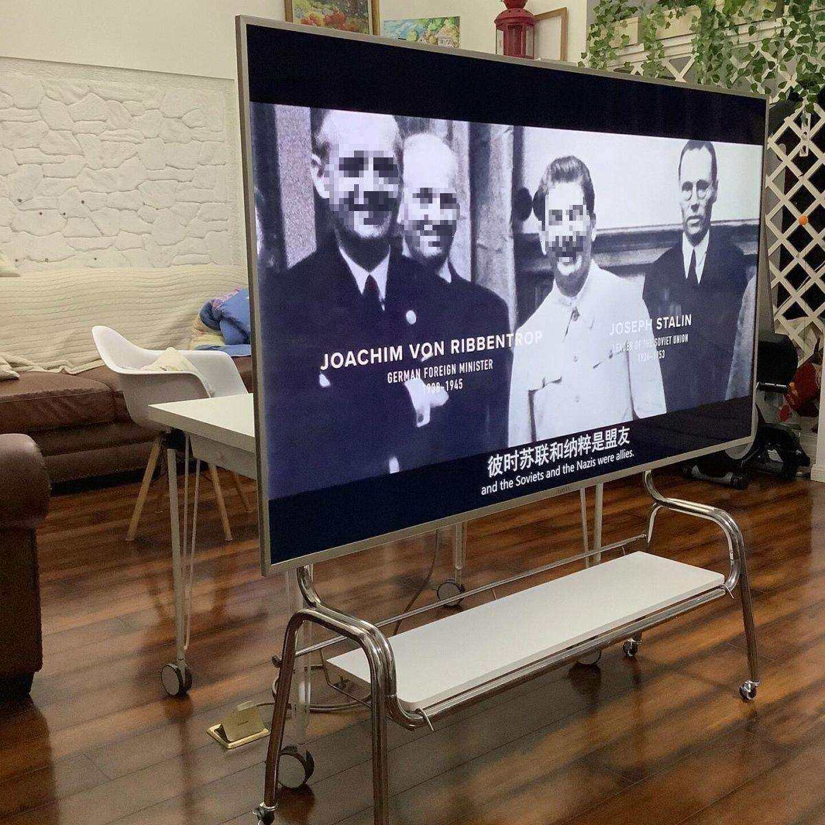 不锈钢电视支架金属带轮可移动客厅家用显示器挂架屏幕32-70寸用