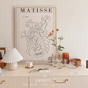 马蒂斯 饰画桌面简约摆画ins卧室床头挂画海报 极简抽象线条北欧装