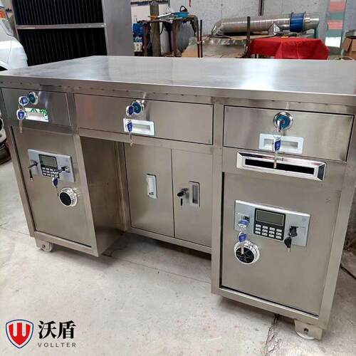 东方沃盾不锈钢办公桌电脑桌学生学习桌加厚组装带抽屉收银储物桌