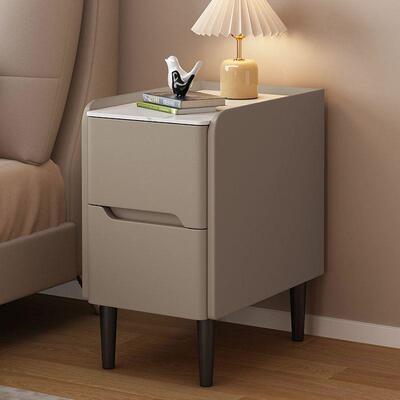 实物木迷你头柜现代简约床25cm储柜小型智能柜HFB轻边奢岩板超窄