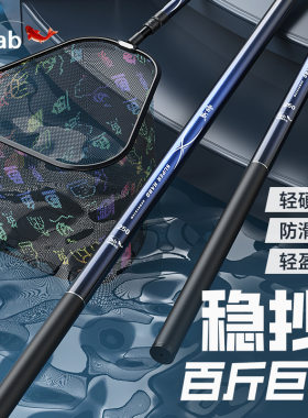 Tab碳素抄网竿抄网全套抄网组合钓鱼捞鱼网抄伸缩杆大物抄网杆