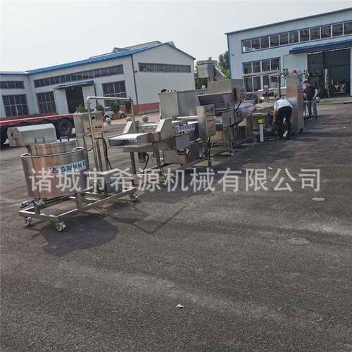 全自动肉饼上浆油炸机虾饼裹浆油炸线成套供应希源肉制品设备