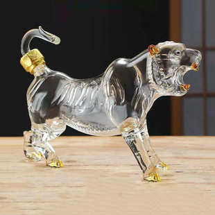 虎王醒酒器高硼硅玻璃密封泡酒空瓶生肖动物酒瓶工艺品酒瓶摆件