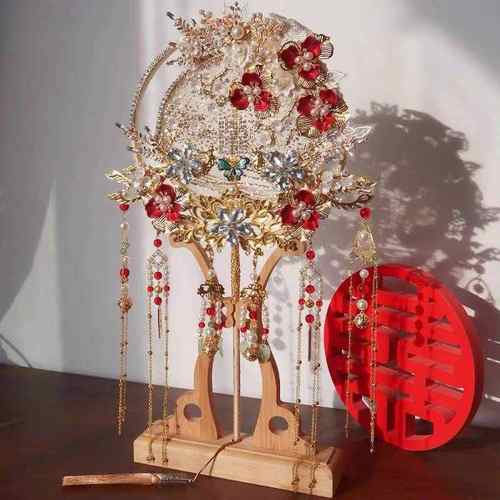 团扇结婚新娘材料包手工喜扇秀禾服婚礼中式高级出嫁成品扇子一件