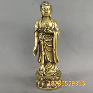 纯铜黄铜阿弥陀佛站像保平安释迦摩尼佛镇宅工艺供奉家居摆件