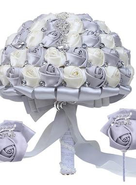 大号欧美捧花套装新娘伴娘手捧花女士腕花婚礼三件套T228A