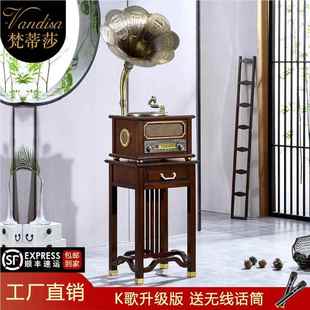 新中式 复古留声机客厅大喇叭多功能黑胶唱片机简约CD机仿古音响