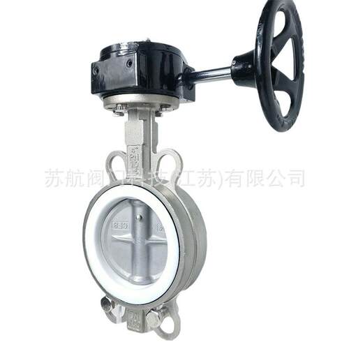 304/631不锈手蜗轮对动夹式D371F苏航-10钢P16RL耐酸碱腐蚀衬四氟