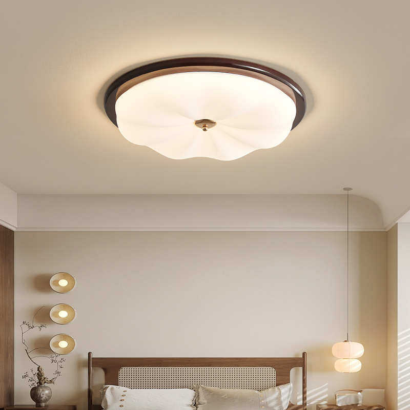 灯实木灯具古风吸顶灯卧室复古卧主间奶油胡桃简约书房护眼中木色,家装灯饰光源,智能吸顶灯,淘宝优惠券,粉丝福利购,淘宝优惠卷