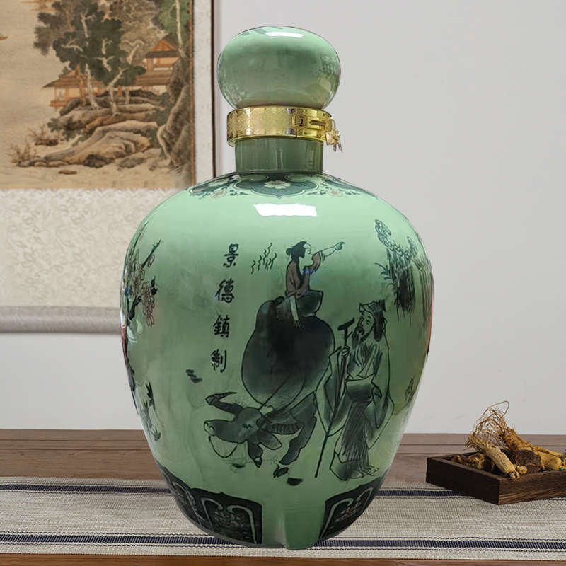 景德镇陶瓷酒坛子带龙头家用100斤150斤200装大酒缸窖藏密封酒罐