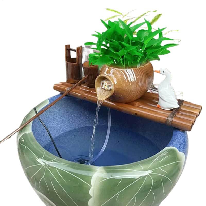 创意葫芦陶件罐流水槽器鱼缸循环过滤陶瓷流水摆缸XGI水石水景搭