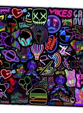 50PCS Cartoon Neon Light Graffiti Stickers Car Guitar Motorc