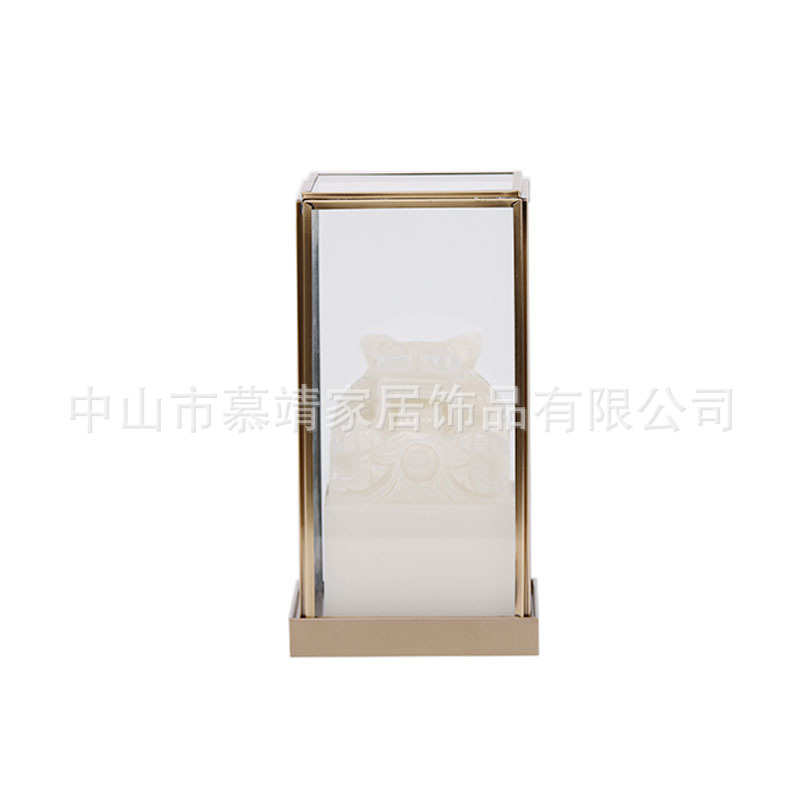 禅意新中式琉璃印章摆件玉玺客厅茶几玻璃书房书桌家居饰品