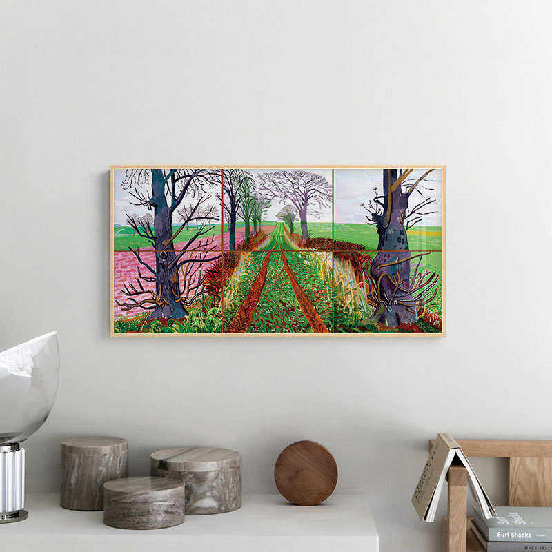 大卫霍克尼-乡野小路现代美式油画田园风景装饰画餐厅背景墙挂画