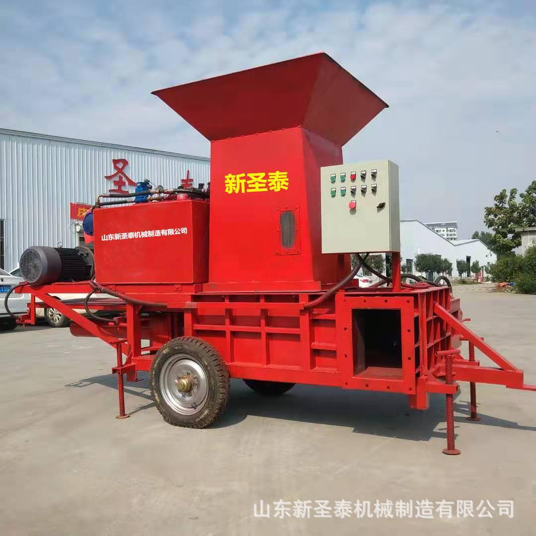 厂家直销玉米秸秆压块机价格 卧式秸秆草粉压块机出包尺寸
