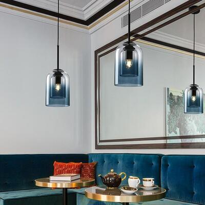 餐厅吊灯现代简约北欧创意民宿主卧室床头小吊灯玻璃餐桌吧台灯具