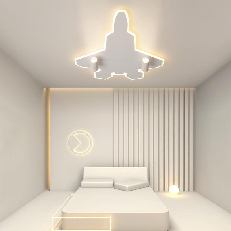 儿童房卧室灯创意次卧灯飞机造型男孩房间灯吸顶灯护眼智能控制灯