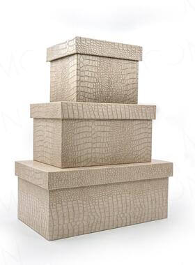 MOON慕空间样板房彷鳄鱼皮收纳盒衣帽间装饰品收纳箱盒子软装摆件